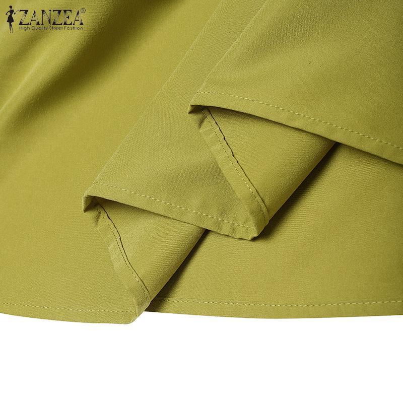 ZANZEA Abito estivo casual da donna con scollo a V e maniche corte, tinta unita
