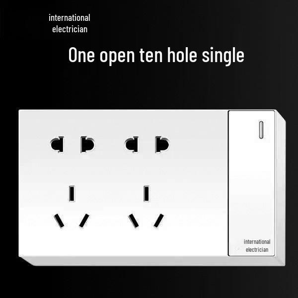 Priză electrică ultra-subțire de 16A cu montaj aparent cu panou de perete cu cinci găuri pentru uz casnic și pentru aparat de aer condiționat