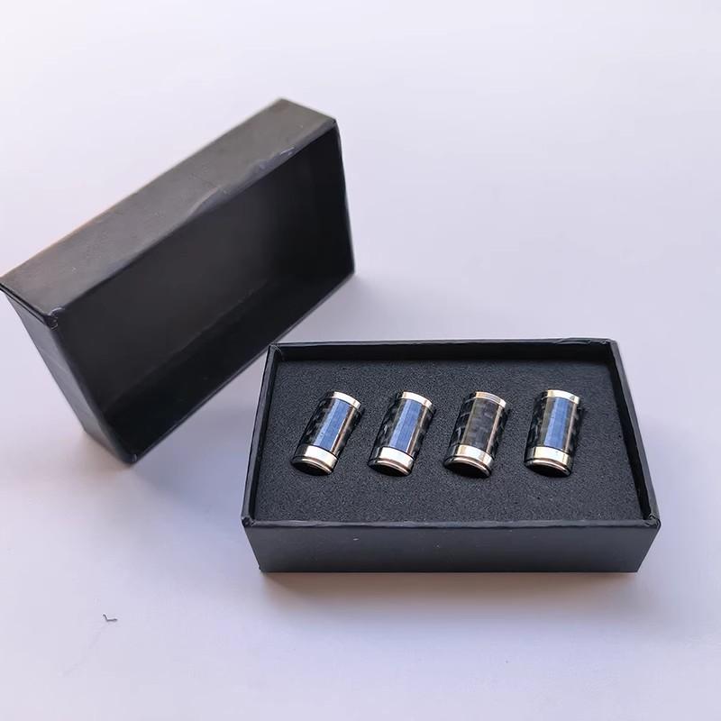 Wheel Stem Valve Cap 4PCS Carbon Silver Car Rims Air Tire Valve Cap For Brabus Mercedes Benz AMG Maybach Brabus Valve Stems Cap