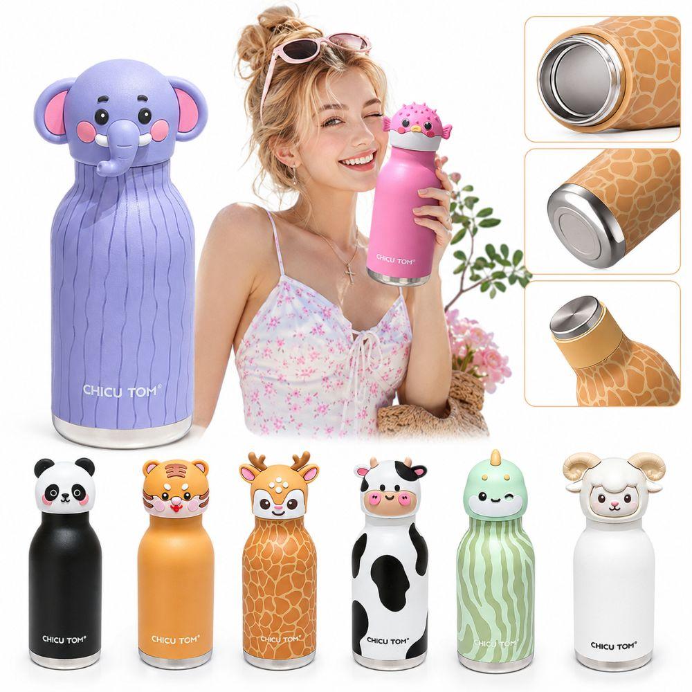 Cartoon Animal Shapes Insulated Water Bottle 480ml Vacuum Insulated Bottle  for Daily Use