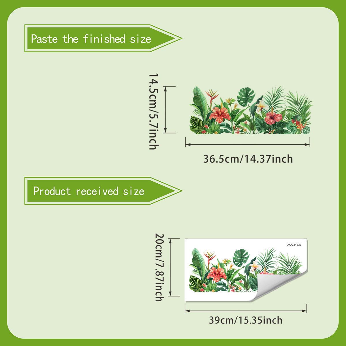 Тропические зеленые настенные наклейки с растениями, Водонепроницаемые настенные наклейки, Бамбук «Черепаховая спинка», Декоративные наклейки с цветком гибискуса