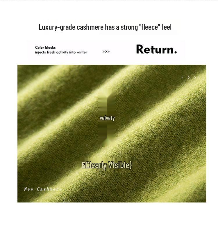 Women's Cashmere Half-High Collar Solid Color Pullover Sweater for Autumn/Winter - Loose, Thickened, Knit Base Layer