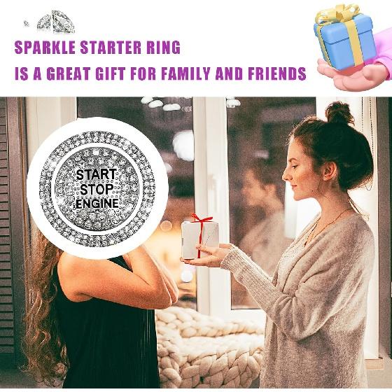 Autocolant strălucitor pentru buton de pornire auto, pietre strălucitoare, capac decorativ pentru buton, capac anti-zgârieturi pentru cheie de pornire și; Inel strălucitor pentru buton,