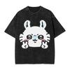 Chiikawas Momo Niedliche T-Shirts Hip Hop Gewaschene Baumwolle High Street T-Shirt für Männer Frauen Oberteile Streetwear Grafikbedruckte Oberteile T-Shirts