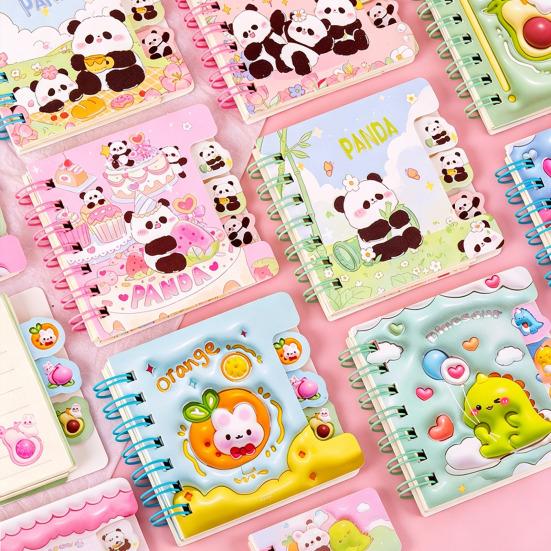 Cartoon Animal Pocket Notebook Wire Bound Memo Notepad 3D Dinosaur Rabbit Panda Mini Spiral Notebook School Office Supplies