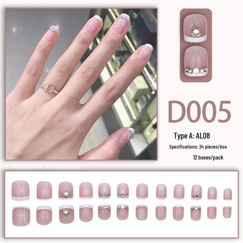 Съемные стразы-бантики на накладных ногтях - Носимые французские типсы для нейл-арта