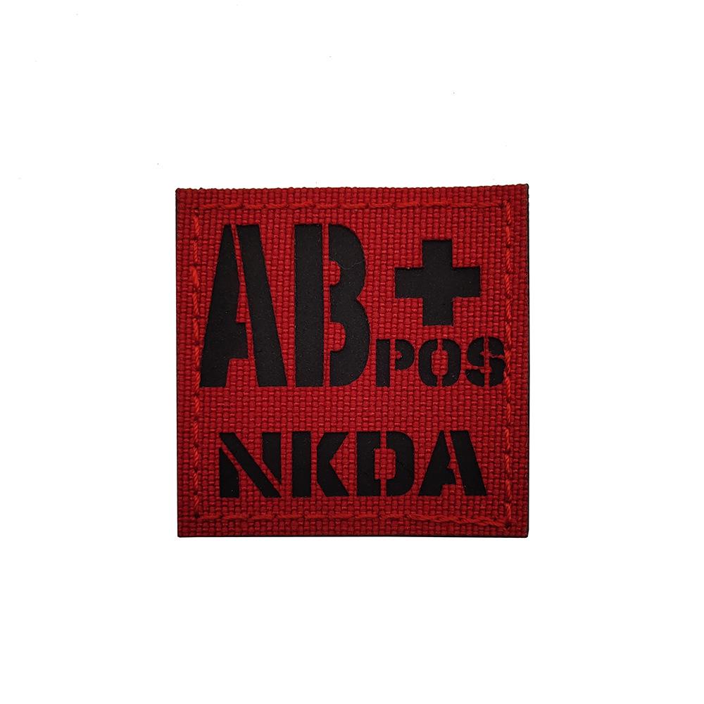 Reflective Velcro Morale Patch - IR Badge, Laser-Cut Blood Type, NKDA Tactical Rescue for Armband or Backpack.
