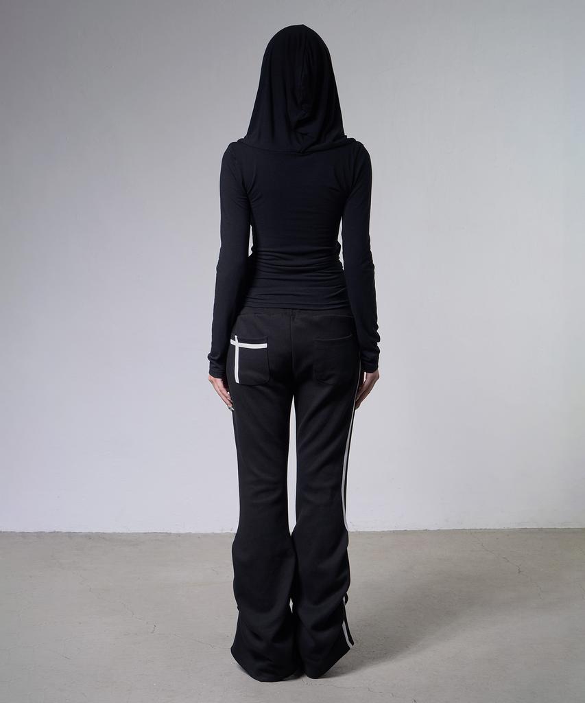 FANCY CLUB Drape Hoodie Long Sleeve (Black) F26Zb521