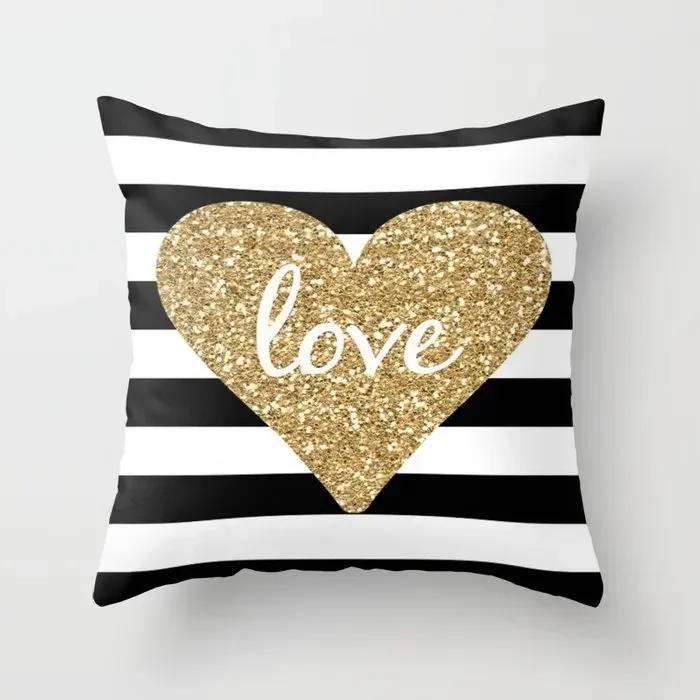 Brand New Gold Black Marble Geometric Cushion Covers Polyester Modern Decorative Throw Pillows Cover Sofa Car Seats Pillows Case