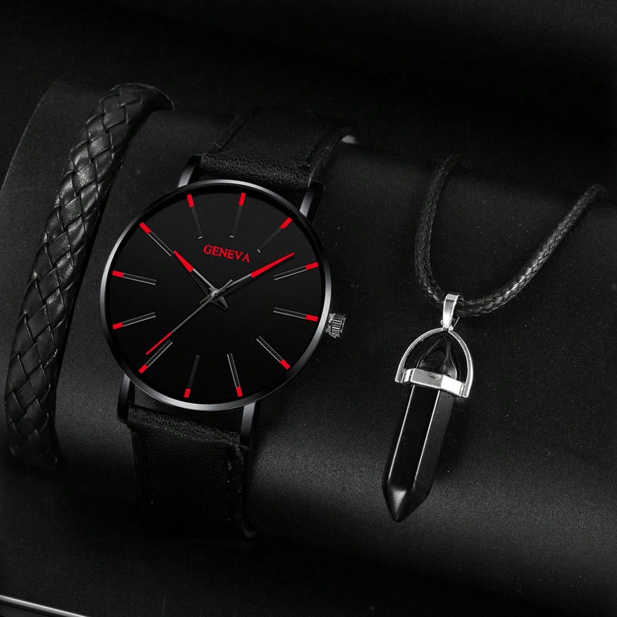 

3 шт./комплект минималистичные мужские модные ультратонкие часы 1 круглые мужские кварцевые часы и 1 браслет 1 ожерелье