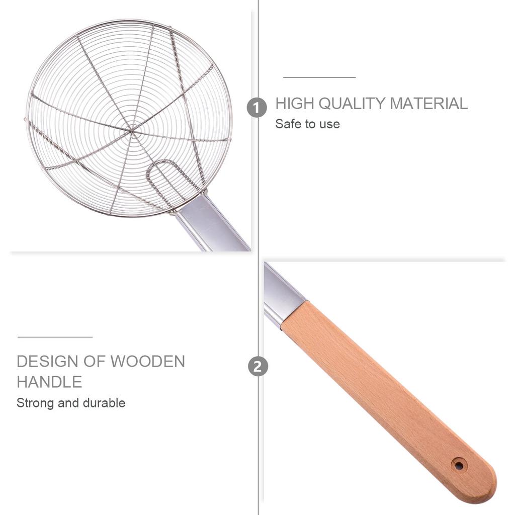 Stainless Steel 20Cm Long Handle Mesh Colander Spoon For Frying Oil Filter Strainer French Fries Vegetables Noodles