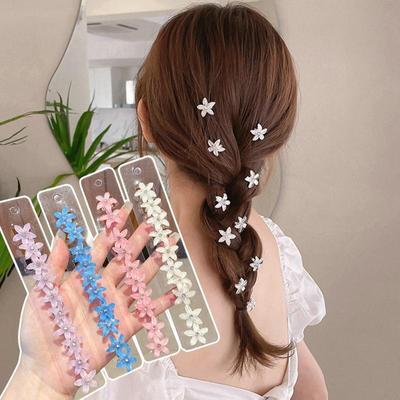 10pcs Children's Hair Clip Braided Hair Small Flower Hair Buttons Hairpin Girl Cute Headdress Girl Mini Hair Claw Hair Accessories MYY