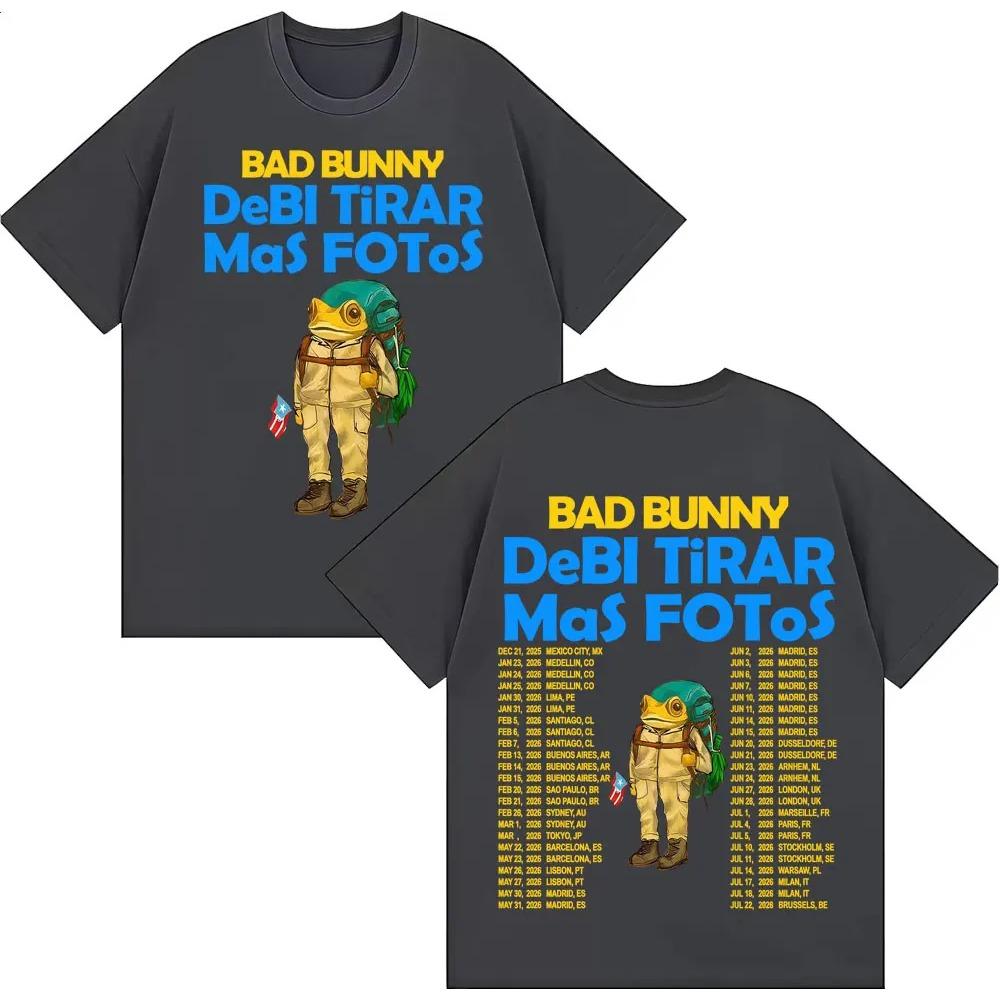 Rapper Bad Bunny Debi Tirar Mas Fotos DTMF Album T-Shirts Herren Damen Vintage Cartoon Mode Kurzarm T-Shirt