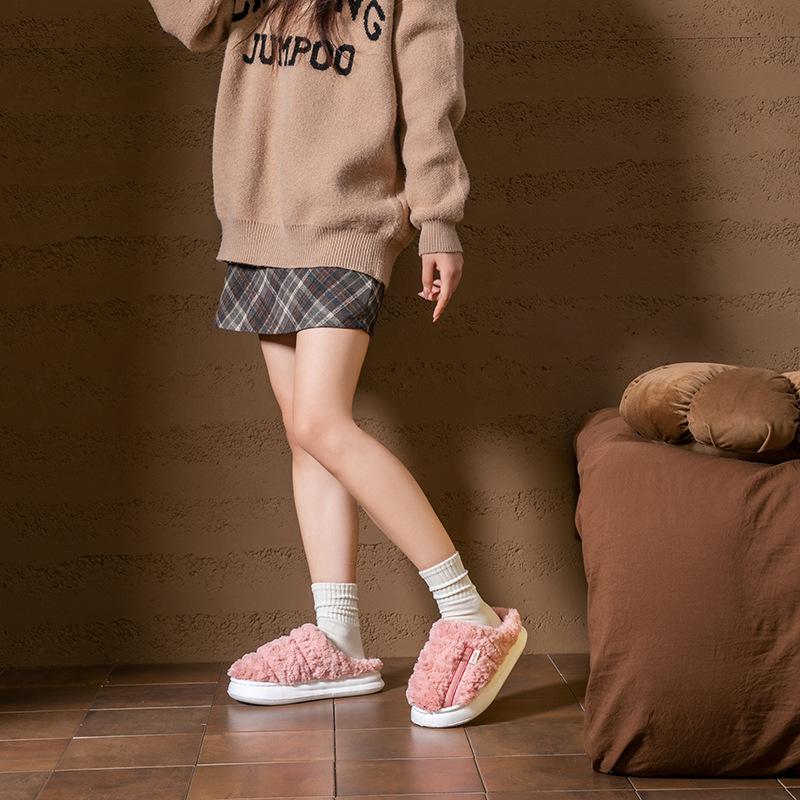 Pulled plush cotton mop autumn and winter leisure indoor home plush EVA sole thick sole warm cotton slippers