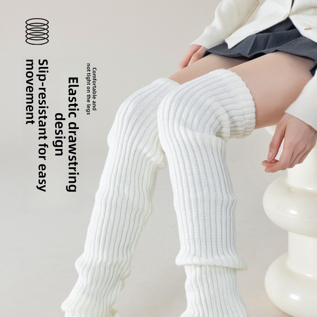 Knee-length Stocking Gloves for Women in Autumn and Winter, Knitted Pile Socks, Long Stockings for Girls, Winter Long Leg Covers
