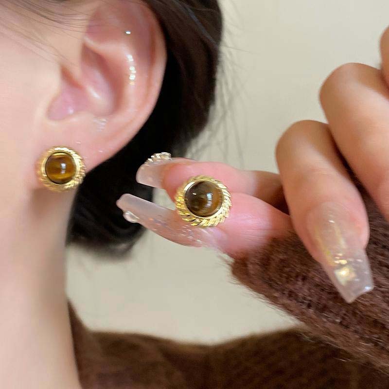 Vintage Brown Color Round Stud Earrings For Women Girl Elegant Metal Oval Water Drop Earrings Jewelry Gifts 2026 New