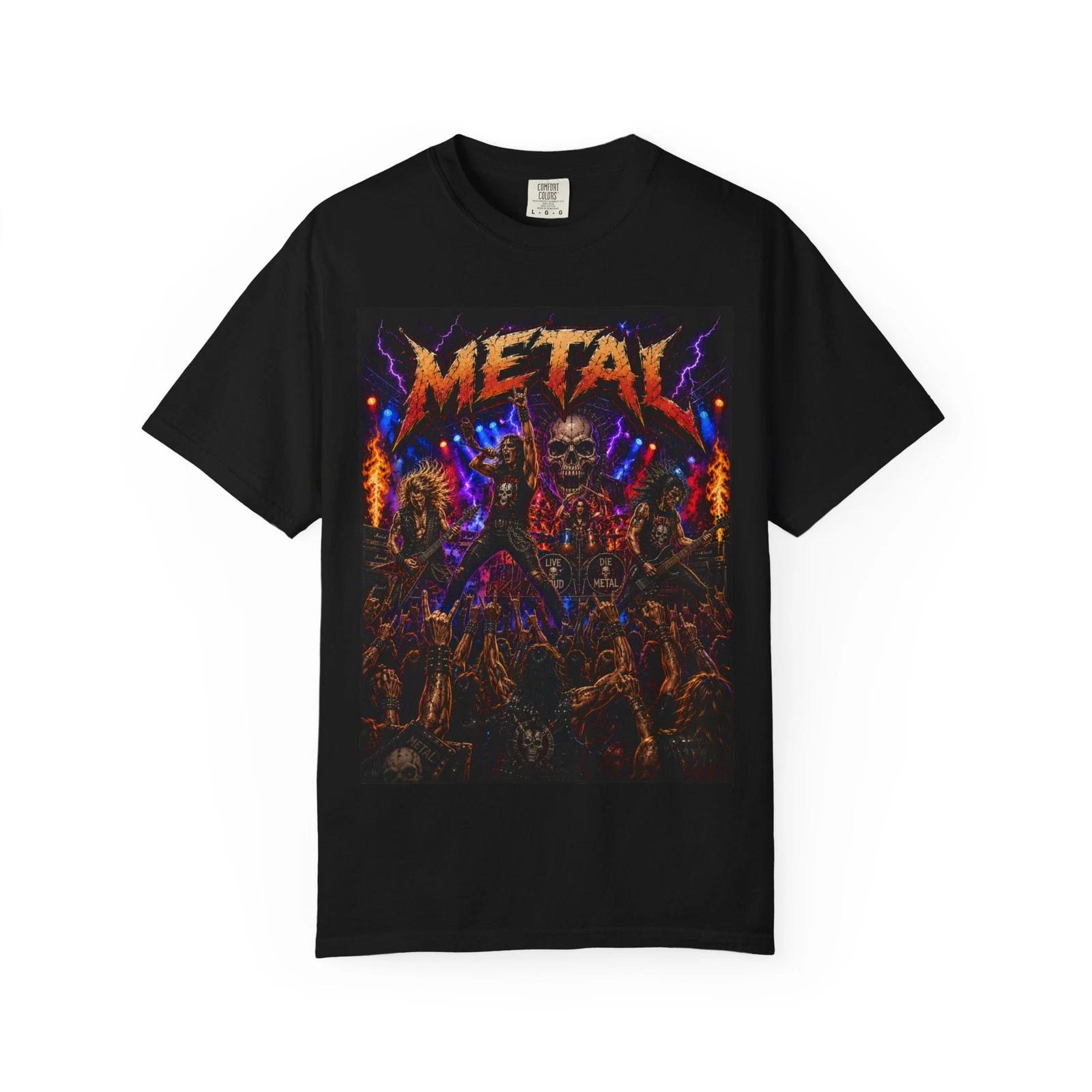 Metal Skull Band Crowd T-shirt | Heavy Metal Concert Graphic S