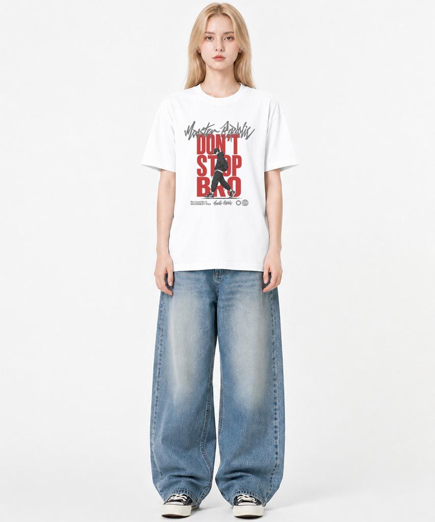MONSTER REPUBLIC Don'T Stop Bro Red T-Shirt White_9166