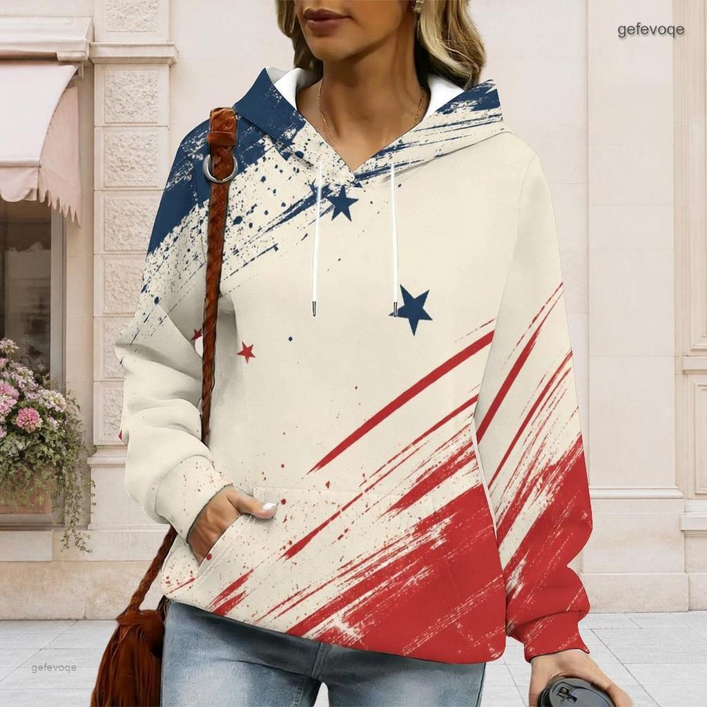 Plus Size Womens Hooded Sweatshirt White Drawstring Long Sleeve Loose Soft Casual Leisure Wear