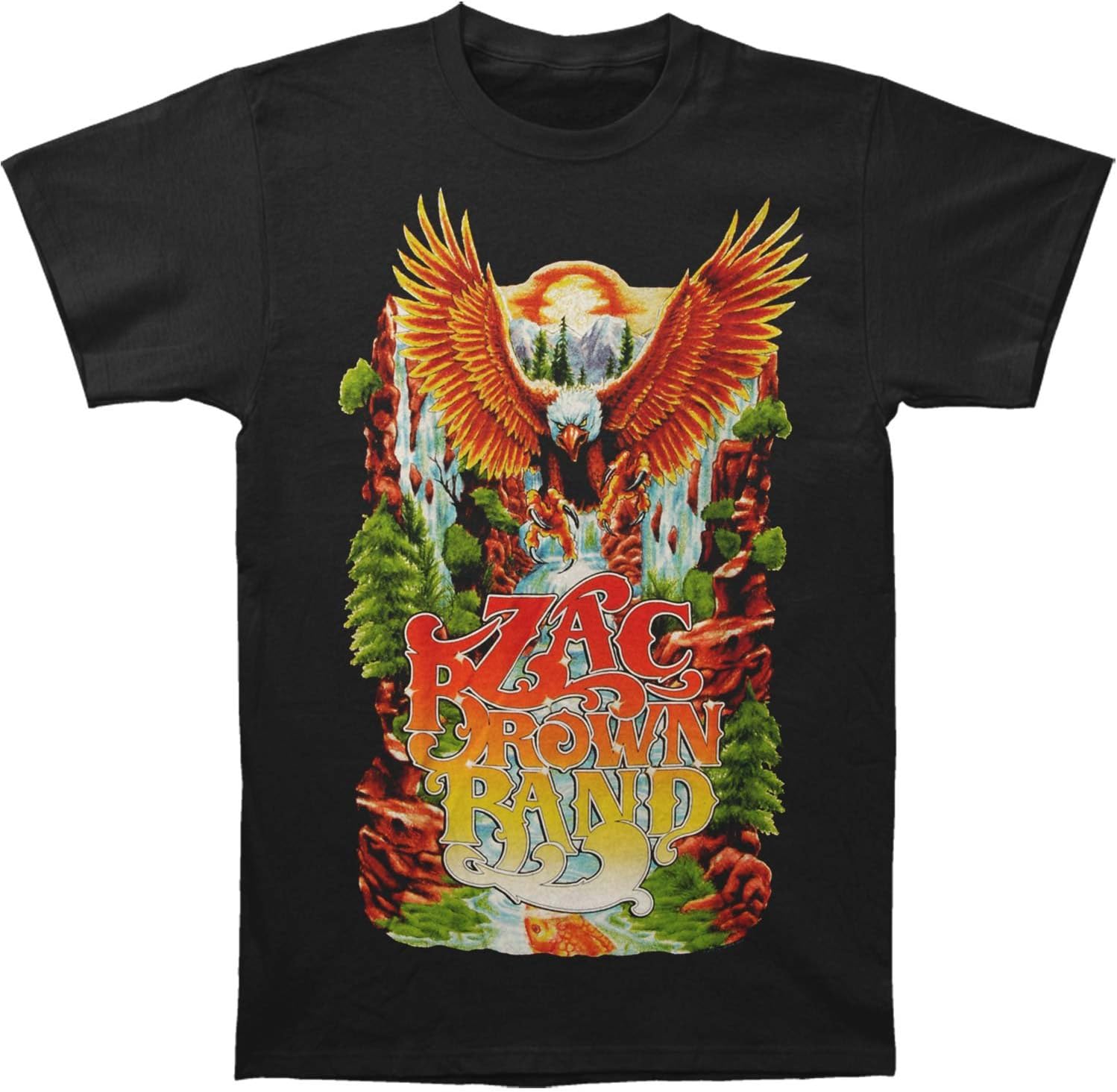 

Zac Brown Band Men s Eagle Waterfall Mens Soft T Slim Fit T-shirt Medium Black 5XL різнокольоровий