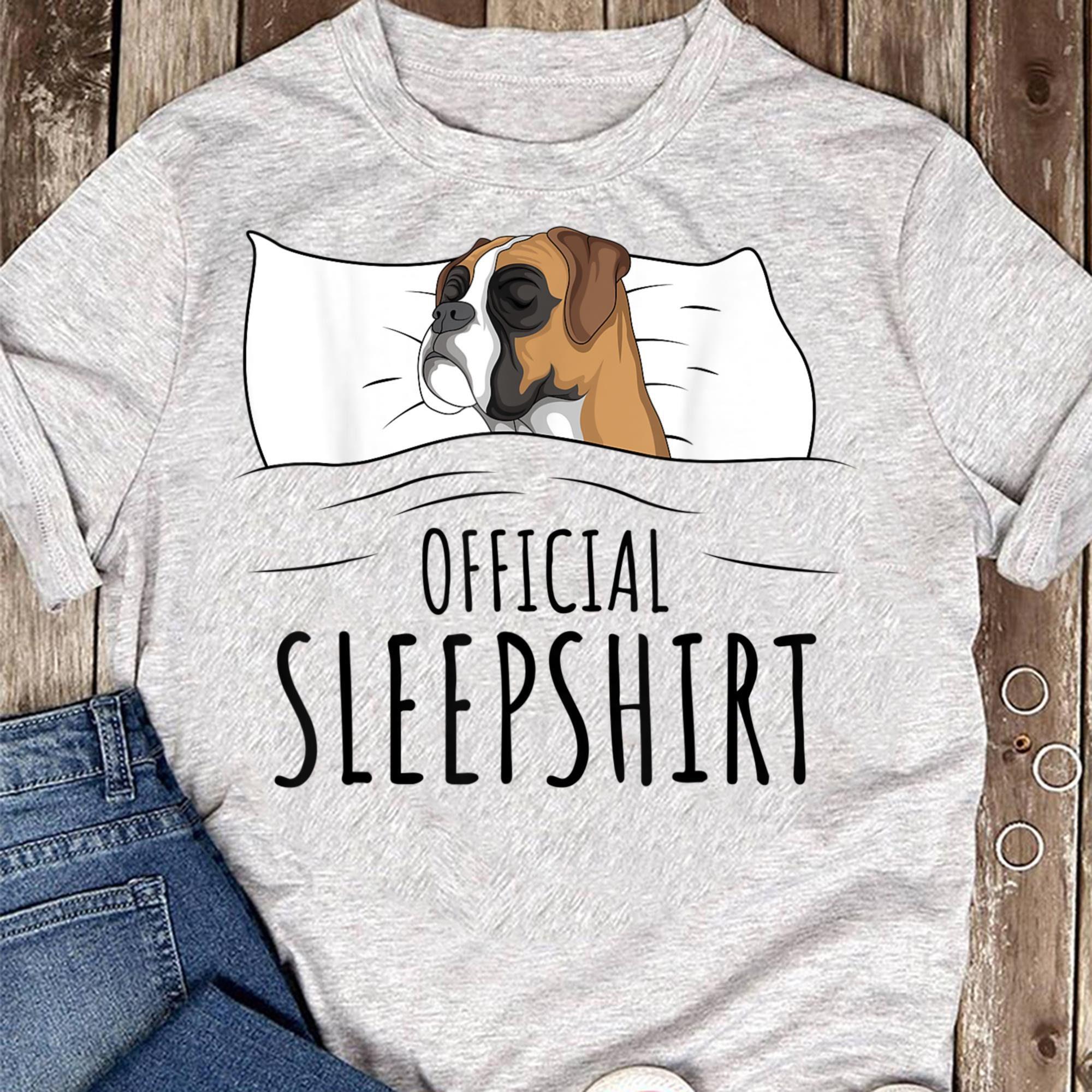 Boxer Dog Sleep Shirt Women T-Shirt Funny Dog Lover Cotton Tops S серый