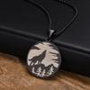New Viking Wild Wolf Forest Circle Pendant Hip Hop Titanium Steel Necklace for Men
