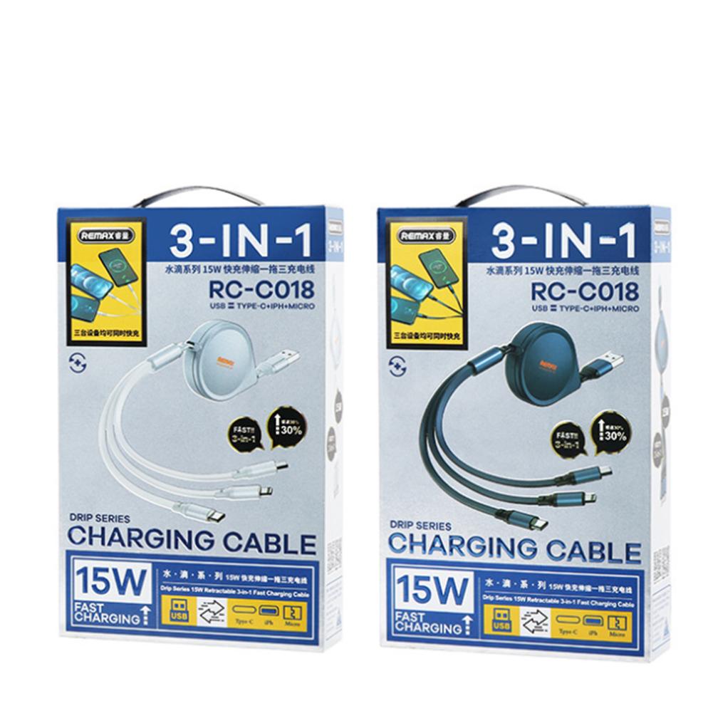 Remax Telescopic Data Cable Mobile Phone 3a Fast Charging Cable Micro Usb Type-c Interface Compatible For Iphone