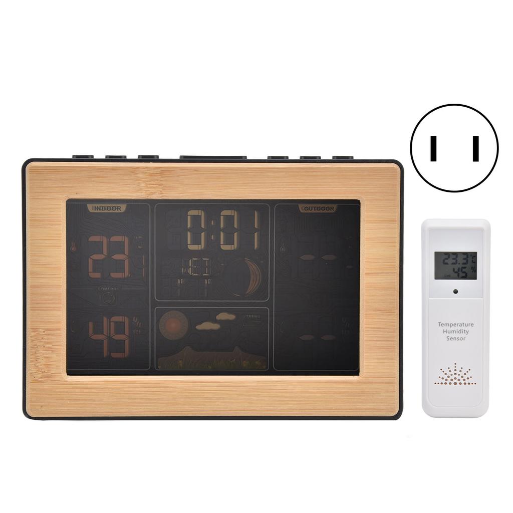 LCD Weather Forecast Station with RCC Receiving Function Wireless Thermometer Hygrometer 100?240VUS
