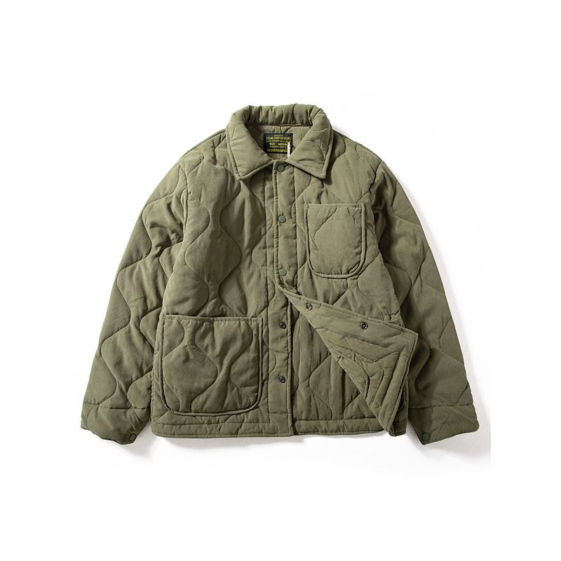 Cotton-Padded Coat Men 2024 New Arrival Winter Thermal Quilted Polo Collar Jacket Suede Casual Silk Cotton-Padded Coat Winter Clothing Coat