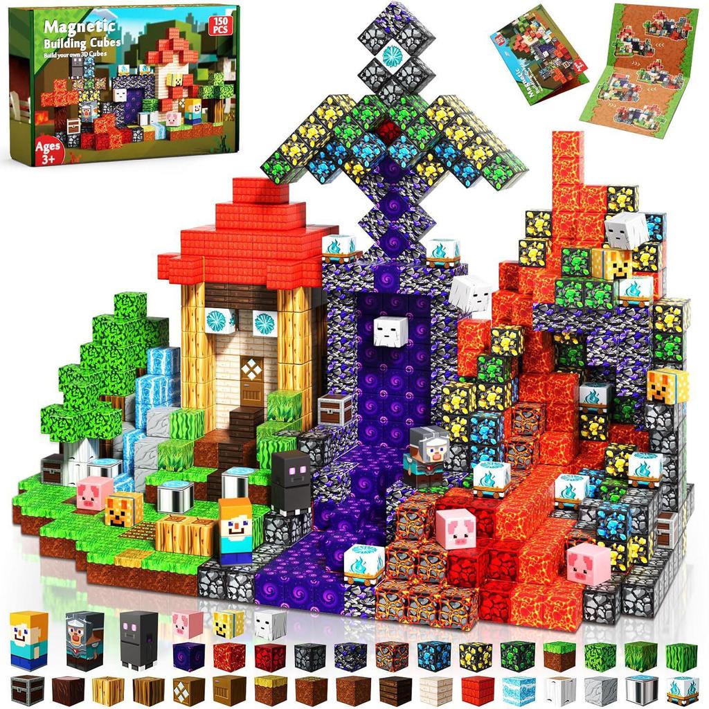 Blue Castle Magnetic Cube Building Blocks - 3D Educational Montessori Toy