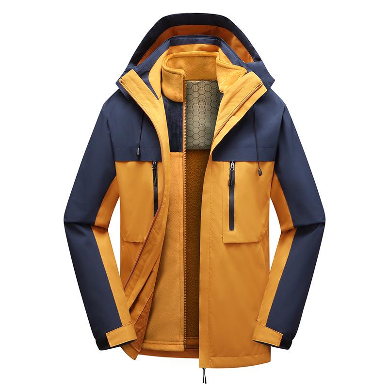 Personalized Windproof 3-in-1 Jacket: Solid Color, Custom Logo, Unisex Design, Thick Workwear