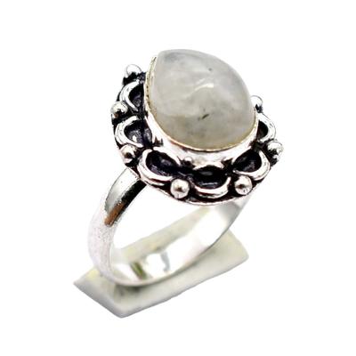 Moonstone Ethnic Handmade Ring Jewelry US Size-7 R 5589