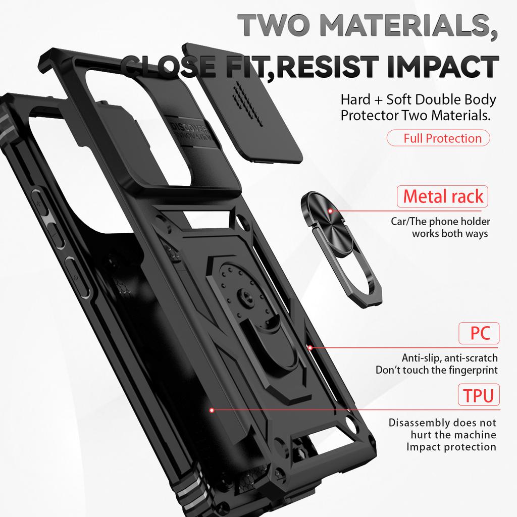 For Xiaomi Redmi Note 13 Pro 4G Case For Xiaomi Redmi Note 13 Pro 4G Cover Shockproof Armor PC Silicone Slide Camera Lens Cover