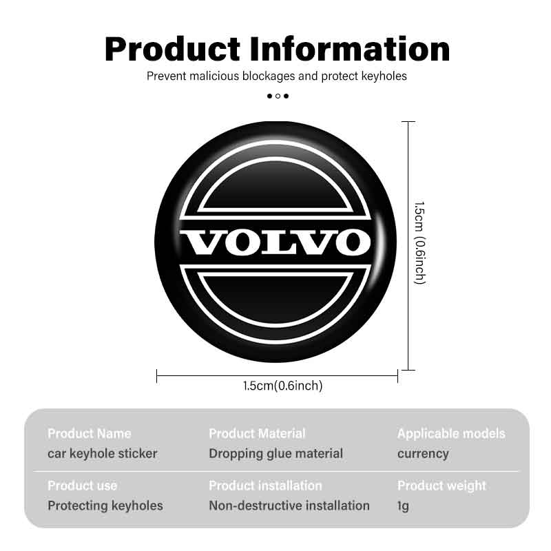Car Door Keyhole Sticker Lock Protector Anti-blocking Decal For Volvo V50 S60 XC60 S40 XC40 XC90 V60 S80 S90 V70 XC70