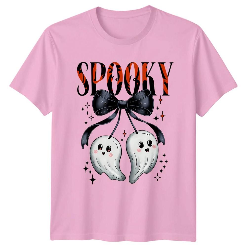 Spooky Halloween Ghosts Bow Holidays Unisexs Unisexs Graphic Tee