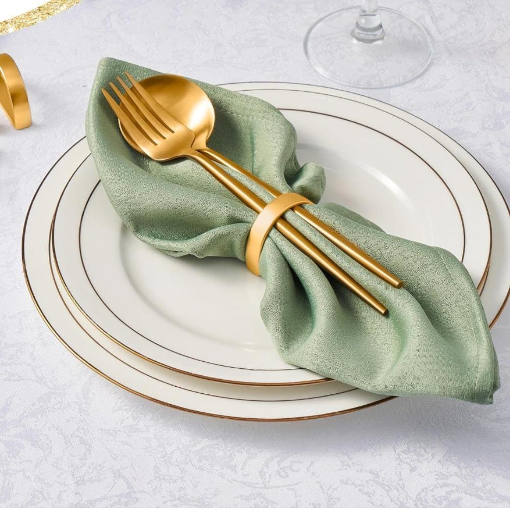 D Type Gold Napkin Rings Alloy Made 1 cm Diameter Compatible with Folded Napkins for Everyday and Formal Dining
