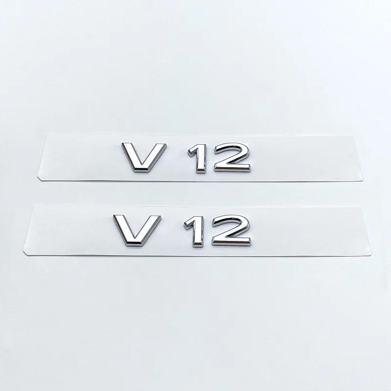 

New Chrome Black Letters V12 Emblem for Benz Maybach S680 Car Fender Trunk Rear W221 W222 Logo Sticker silver