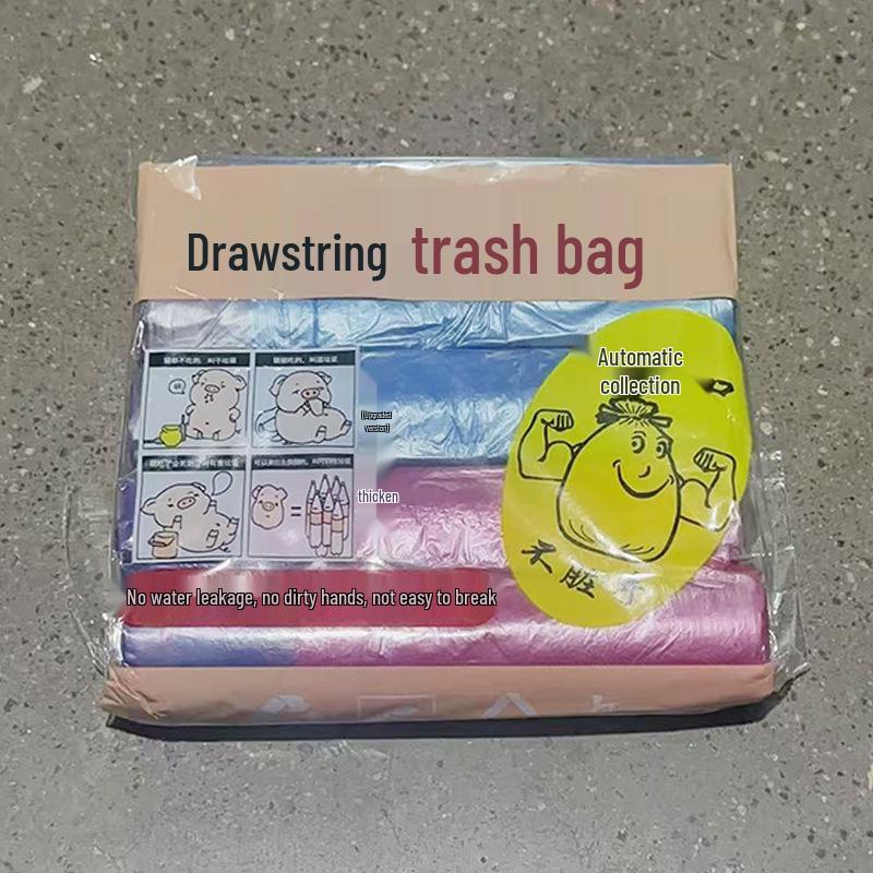 Blue Heart Rabbit Cartoon Drawstring Garbage Bags - Kitchen-Friendly, Portable, Thickened Design