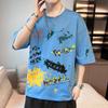 Summer Streetwear Graffiti Printed Short Sleeve T-shirt Men Casual Fashion Loose Pullovers Tee Top