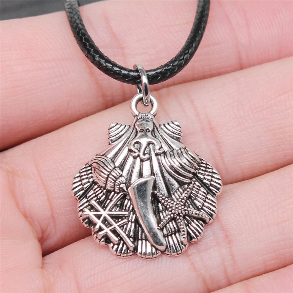 45cm Necklace Leather Chain Big Marine Life Minimalist Jewelry Components QN047