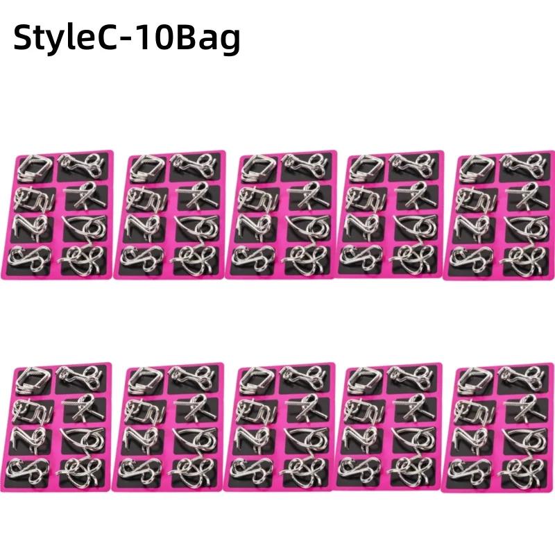 8Pcs/Set Metal Unlock Puzzle Toy Brain Teaser Rings for Adults Office Party IQ Logic Game Stress Relief Gift Box Fidget Tool
