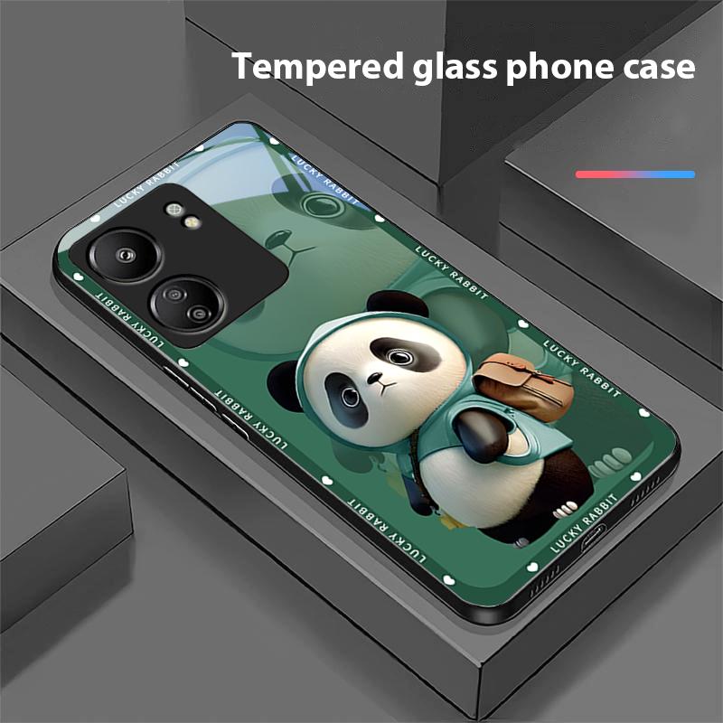 Backpack Bear Black For Xiaomi Redmi 13C Note13 12 Pro Plus 5G Note 9 13T Pro POCO X6 F5 F6 Black Tempered Glass Phone Case