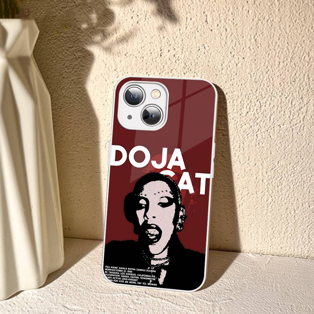 Doja Singer C-Cat For IPhone 14 13 12 Mini 11 Pro XS Max X XR 14 Plus Tempered Glass Cover