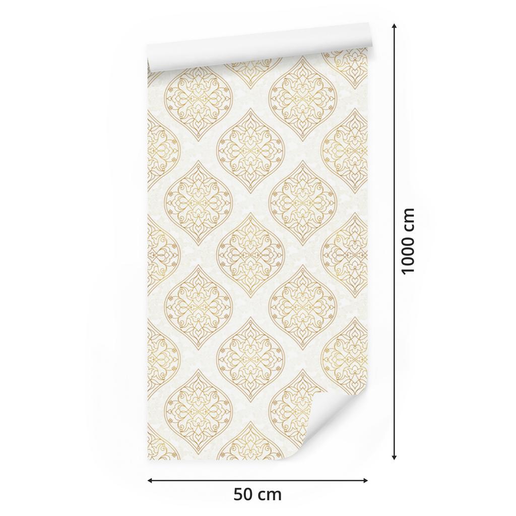 Retro-Tapete mit Ornamenten im östlichen Stil für Wohn- und Schlafzimmer 50x1000