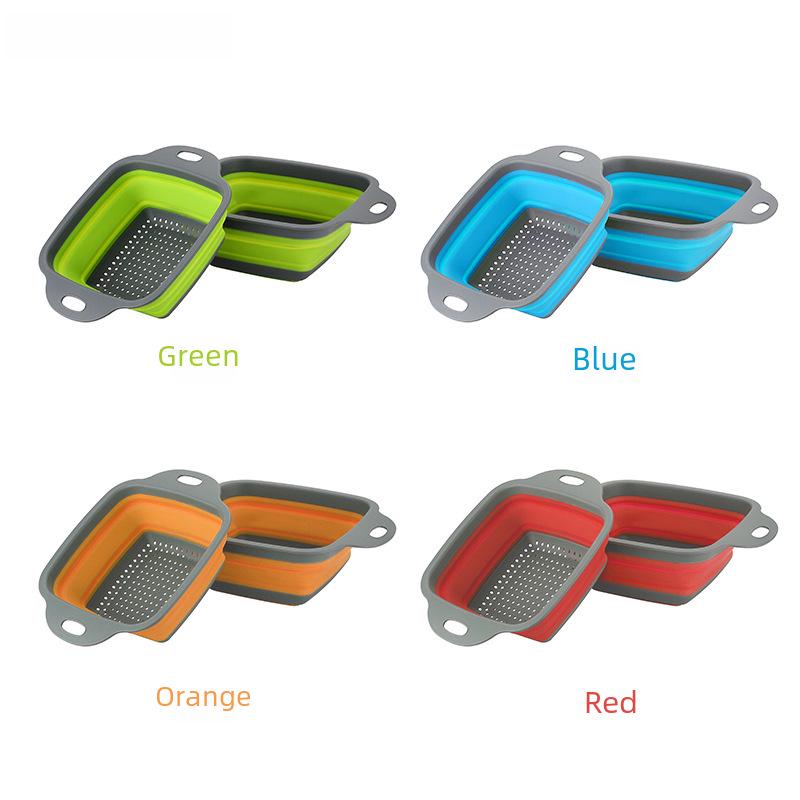 Collapsible Square Drain & Fruit Basket 2-Piece Set