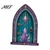 Fairy Gate for Tree Trunk Mini Wooden Door, 2D Flat Miniature Garden DIY Craft, Dollhouse Accessory, Wall Terrarium Decor Exquisite Ornament