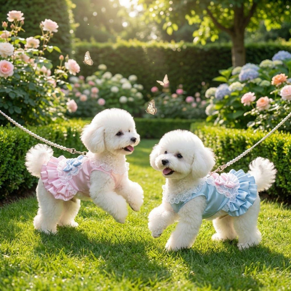 Korean Sweet Dog Princess Dress Lace Strap Dog Puff Skirt Pet Lace Dress  Outdoors Activities
