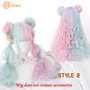 Synthetische lange Ombre bunte Cosplay Lolita Harajuku Perücke mit Pony natürliche wellige Halloween rosa lila blau tägliche Perücken
