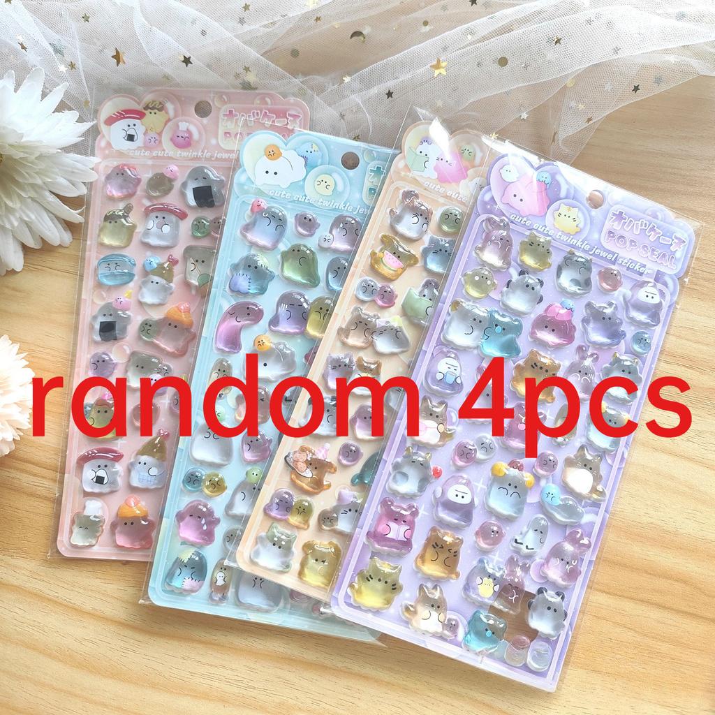 1/4Pcs Cute Transparent Pop Seal Stickers - Adorable Decor for Journals, Phones & DIY Crafts Gifts Anime Worlds Store AA