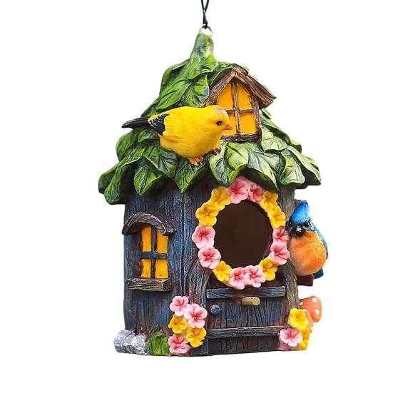 Buiten Ophangbaar Vogelhuis Decoratief Kolibrie Huis Ornamenten Waterdicht Hars Mini Vogelhuisje voor Patio Tuin Veranda Tuin